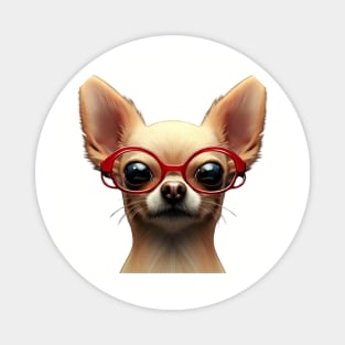 Cutest Chihuahua with Red Glasses Magnet